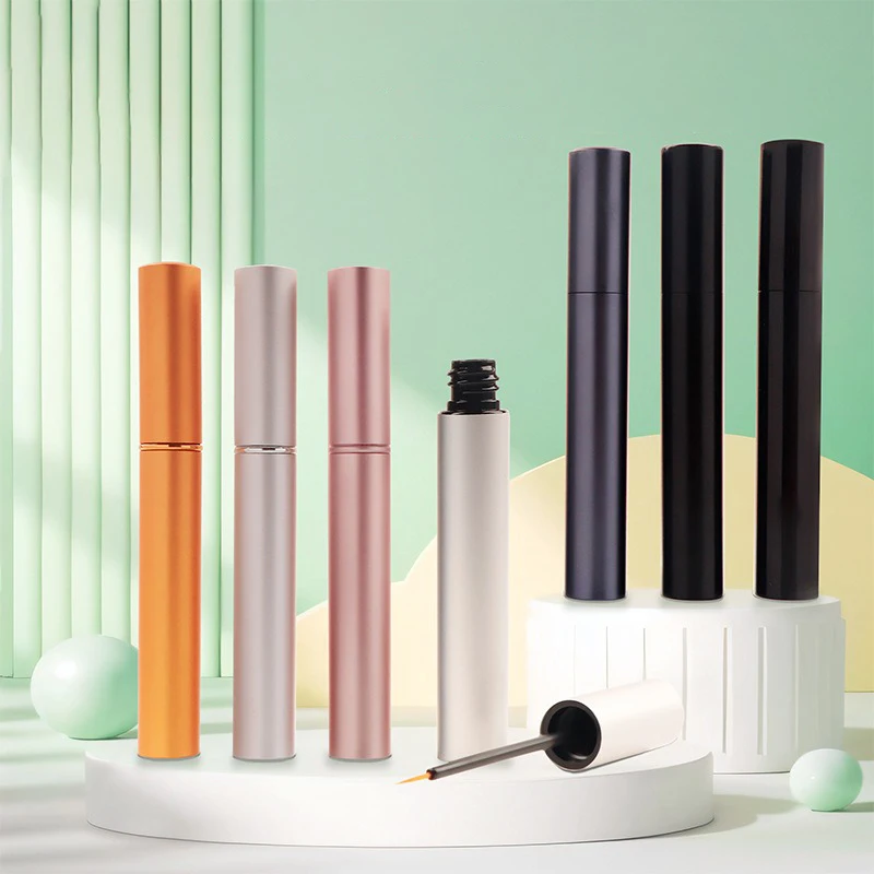 FOCSTAR Custom LOGO 5ml Gold Silver Aluminum Empty Refillable Cosmetic Packaging Metal Container Bottle Eyeliner Tube (BT3119)