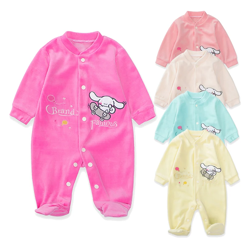 Wholesale Costume Newborn Flannel Knit Overalls New Born Bubble Baby Clothes Rompers Set