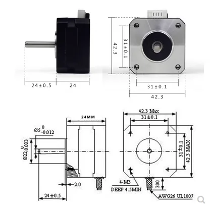 Spot 42 stepper motor set 0.24N torque 42BYGH24 driver TB6600 two phase four wire 24mm