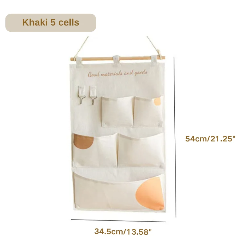 5-Cell Small Storage Bag Warm Style Thickened Washable Canvas Storage Organizer for Bathroom and Wardrobe Household Items Tools