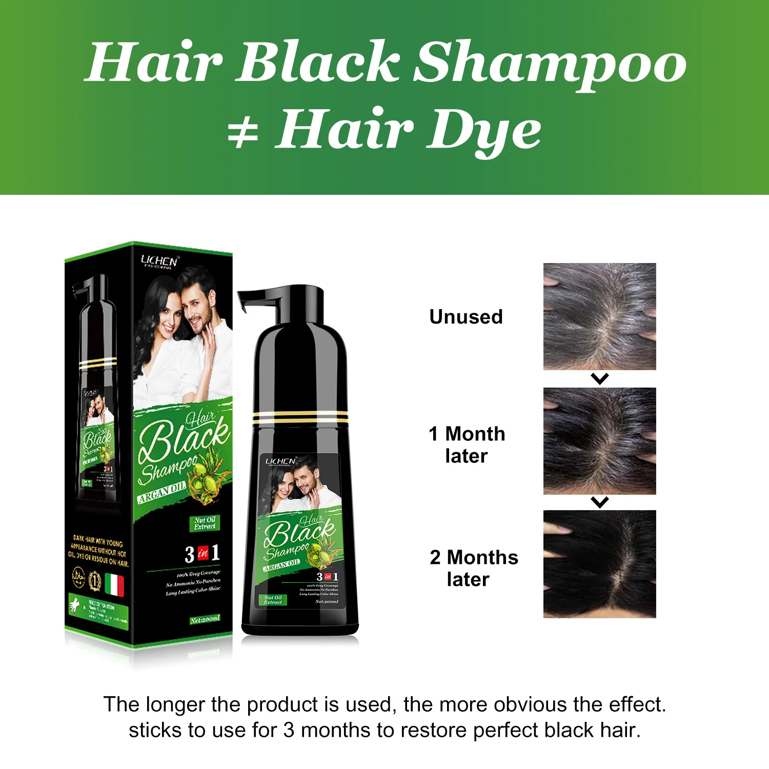 lichen fast dyeing black shampoo hair color semi permanent hair color shampoo for man