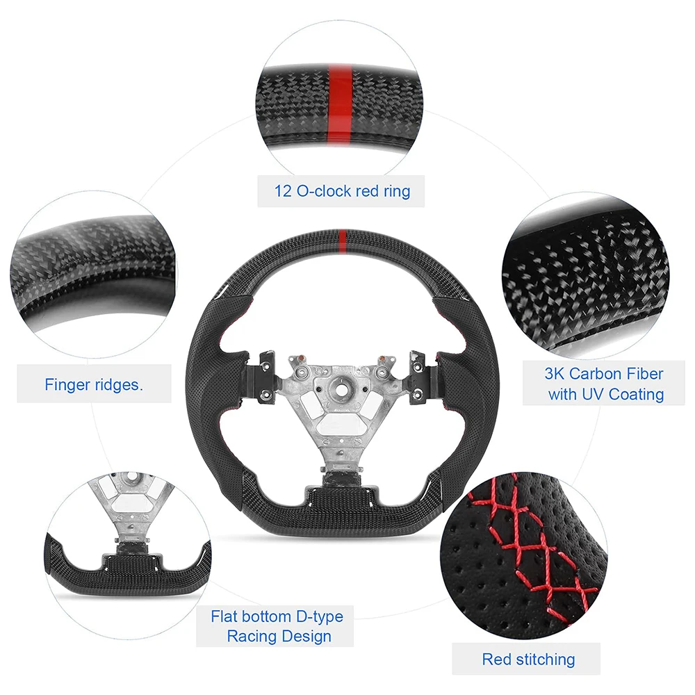 Real carbon fiber Flat Customized Sport Universal Steering Wheel For NISSAN 350Z