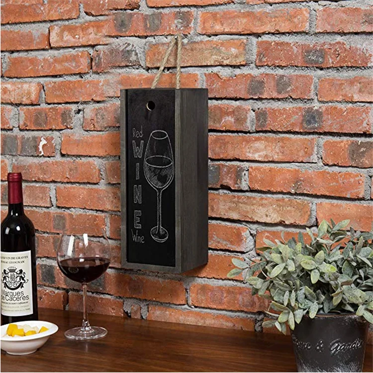 
Vintage grey wood chalkboard with rope handle exquisite wooden box wine 