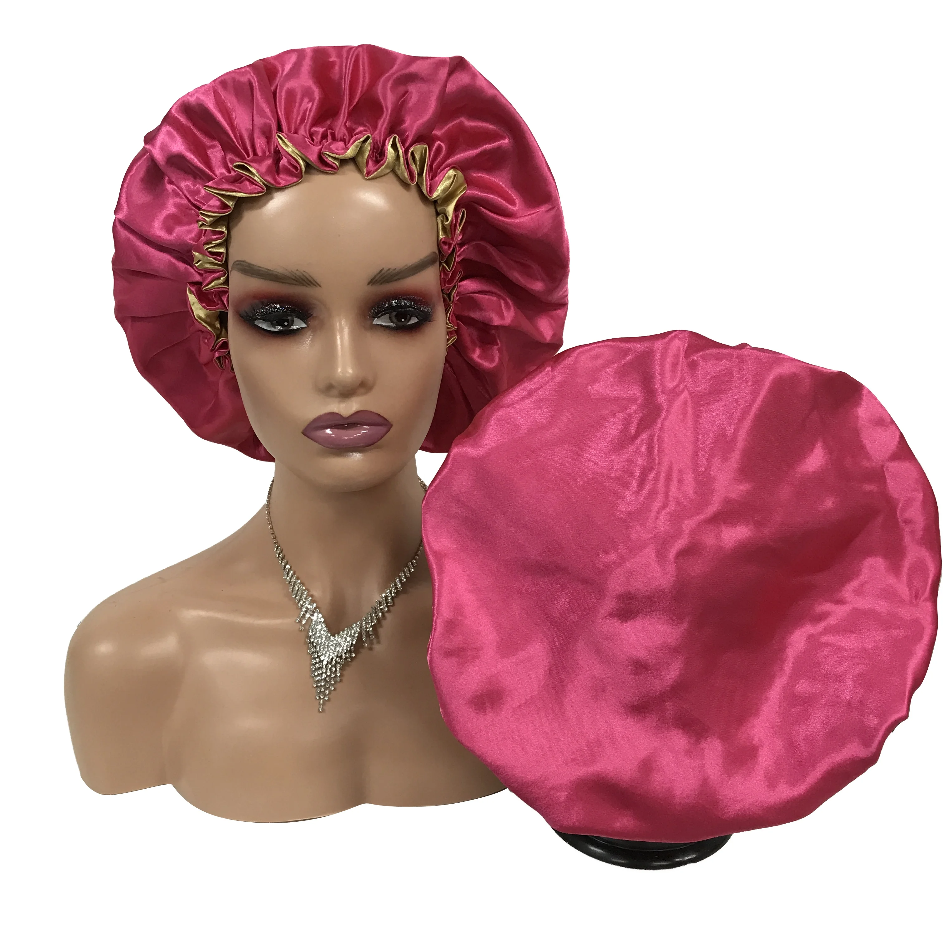 Wholesale Double Layer Silk Satin Bonnets Luxury Satin Hair Wraps Women Sleep Hat