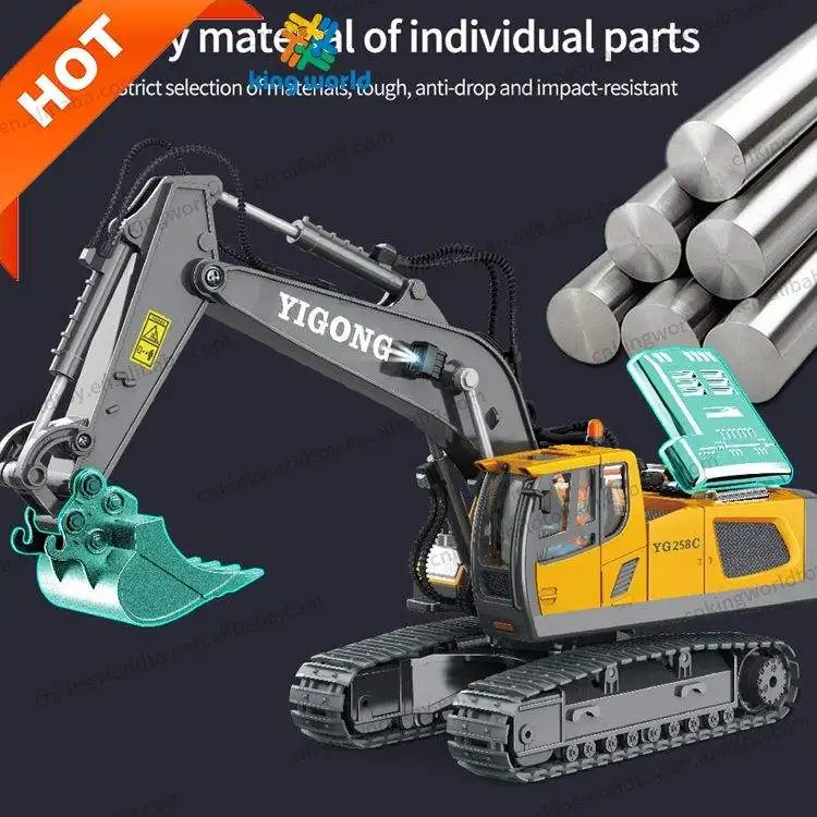 1/20 RC Truck 11CH Alloy Engineering Technique Vehicle Lights Excavator 2.4G Die-Cast RC Construction Excavator RC Truck