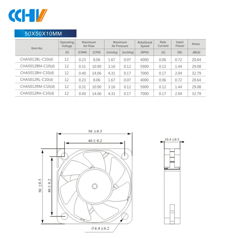 50x50x10 5010 50mm 5v 12v 24v axial cooling brushless dc fan