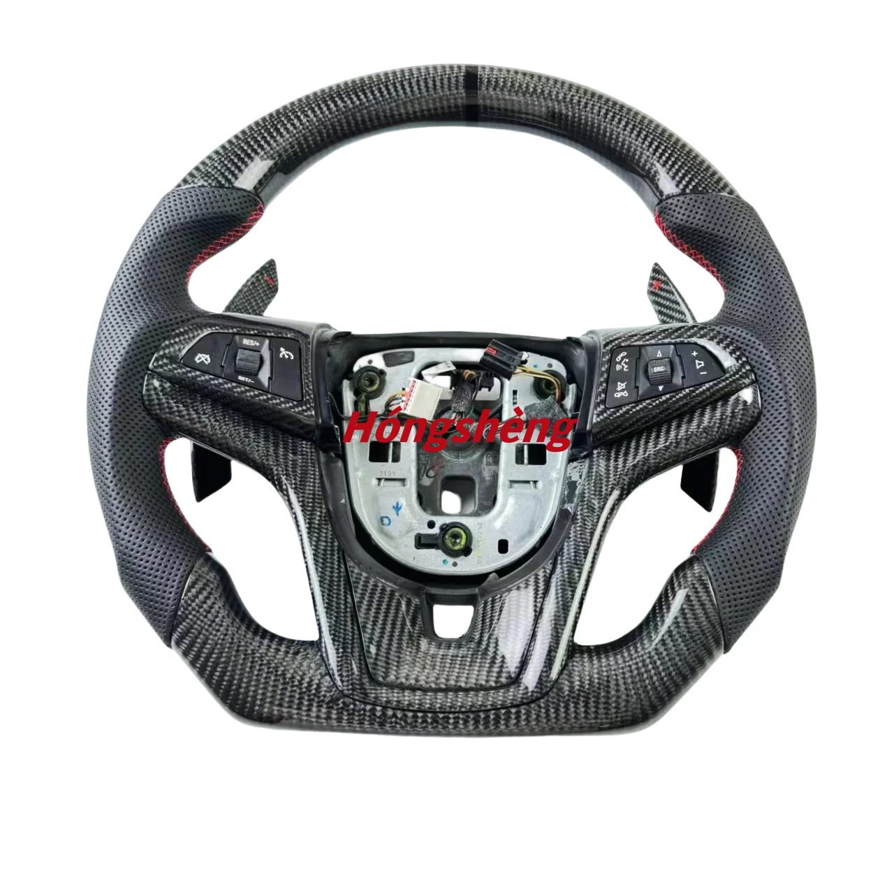 Custom carbon fiber sport-style steering wheel fits the Chevrolet Cruze 2012-2015 with carbon fiber shift paddles