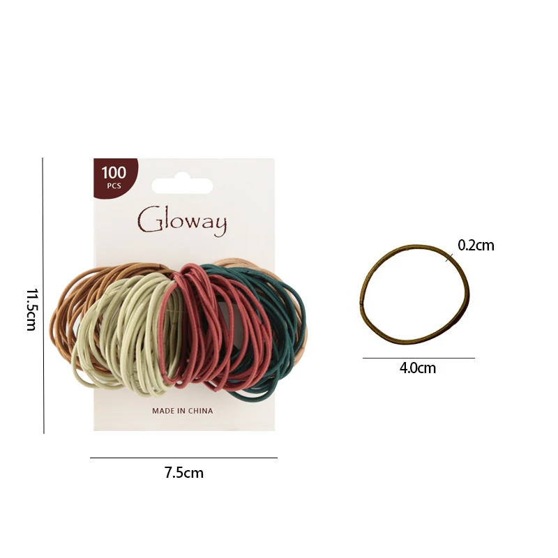 Custom Logo Nylon 100Pcs/Set Hair Ties Set Hair Small Ponytail Holders Elastics Bands For Kids Girls Baby Toddler