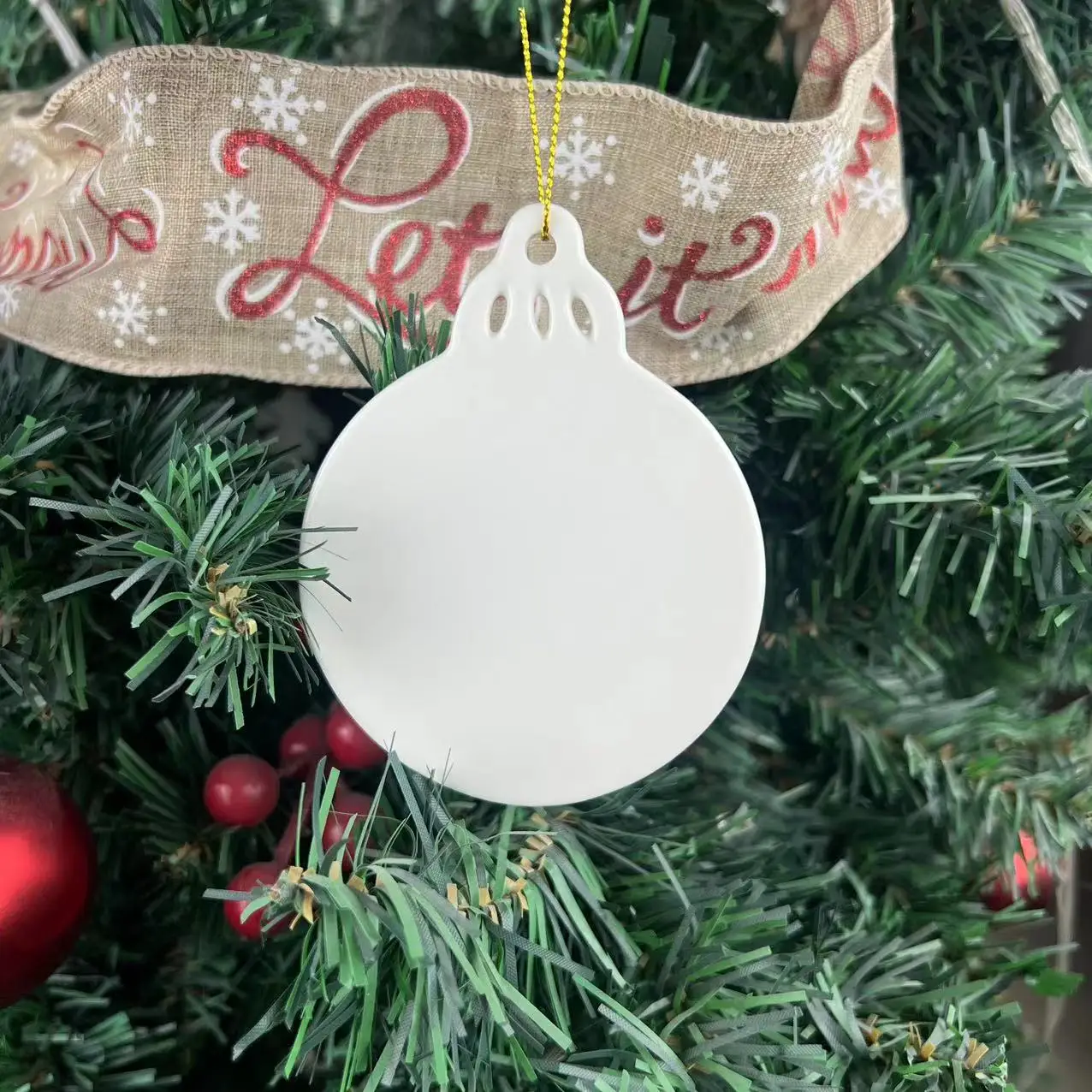 Wholesale Blank White Porcelain Pendant Custom Creative Christmas Ceramic Ornament Pendant