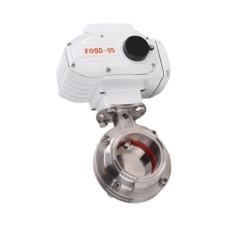 Stainless Steel 304Motorized Electric Operated butterfly valve Hard Seal food grade electric actuator sanitary butterfly valve