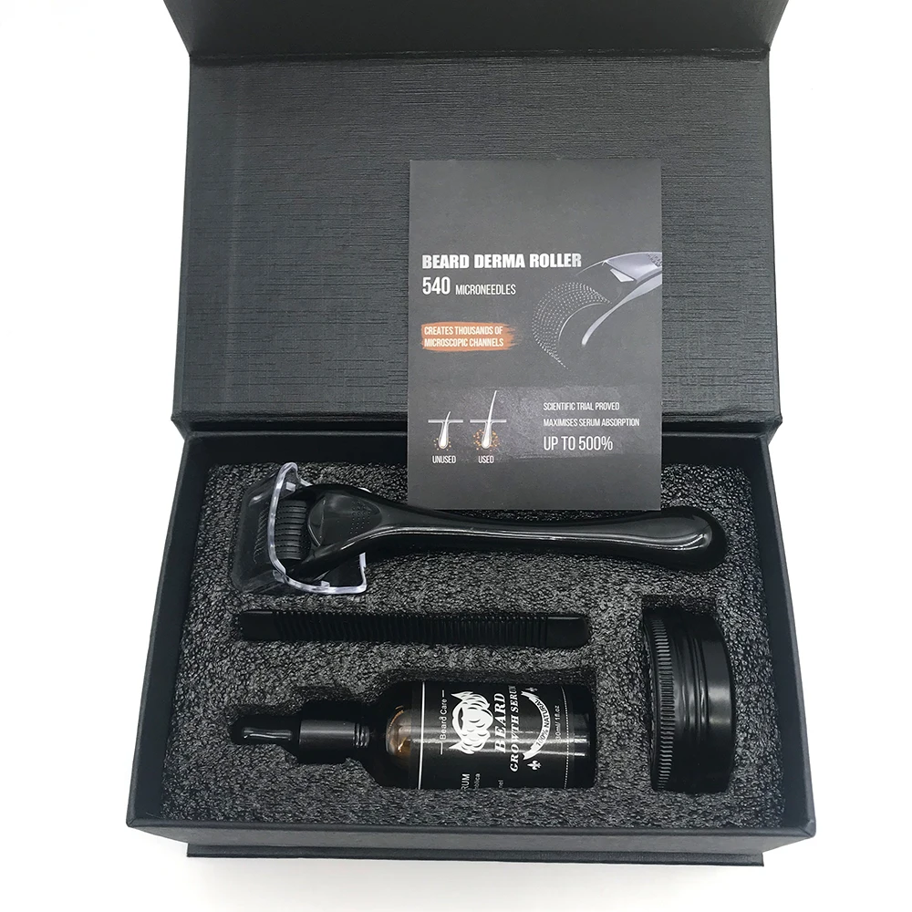 Vendors  Wholesale Vegan Natural Titanium Rollers Brush Comb Set Wash Shampoo Serum Hair Beard Care Balm Oi Grooming Growth Kit