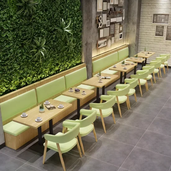 Western Style Cafe Wall Mounted Booth Cafeteria Noodle Shop Restaurant Hotpot Fast Food Milk Tea table and chair combination