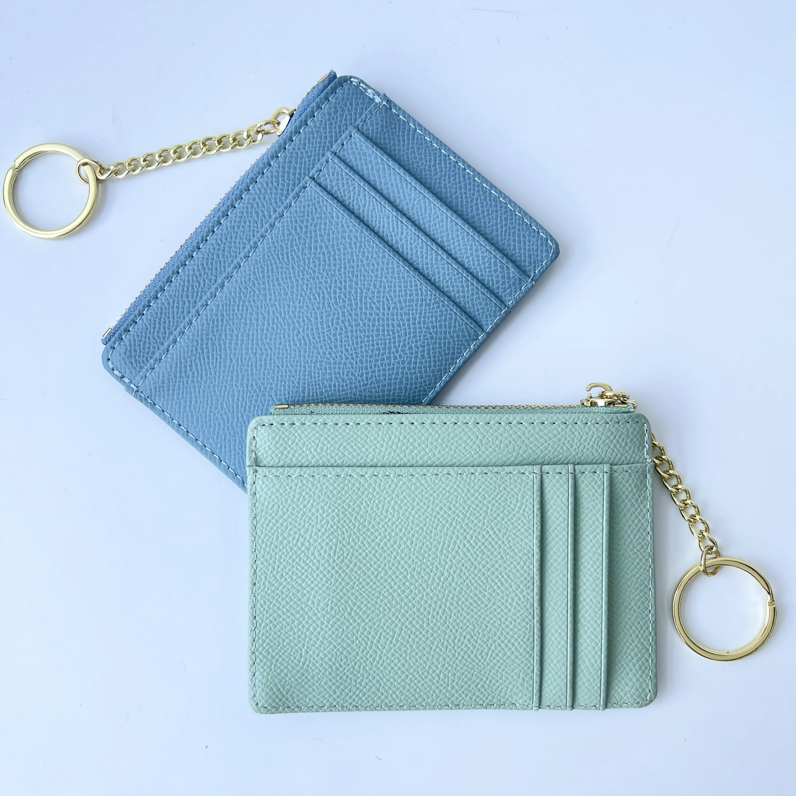 Чехол для карт тонкий кошелек с передним карманом женщин держатель кредитных брелком монет минималистский