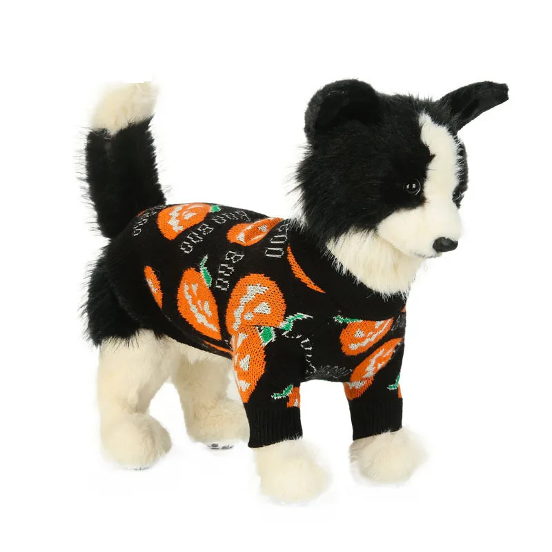 PiCiPaw Pet Dog Halloween Sweater Cat Pumpkin Knitwear Clothes Costume with Cute Boo Pattern Sweater Coat for Small Dogs Cats