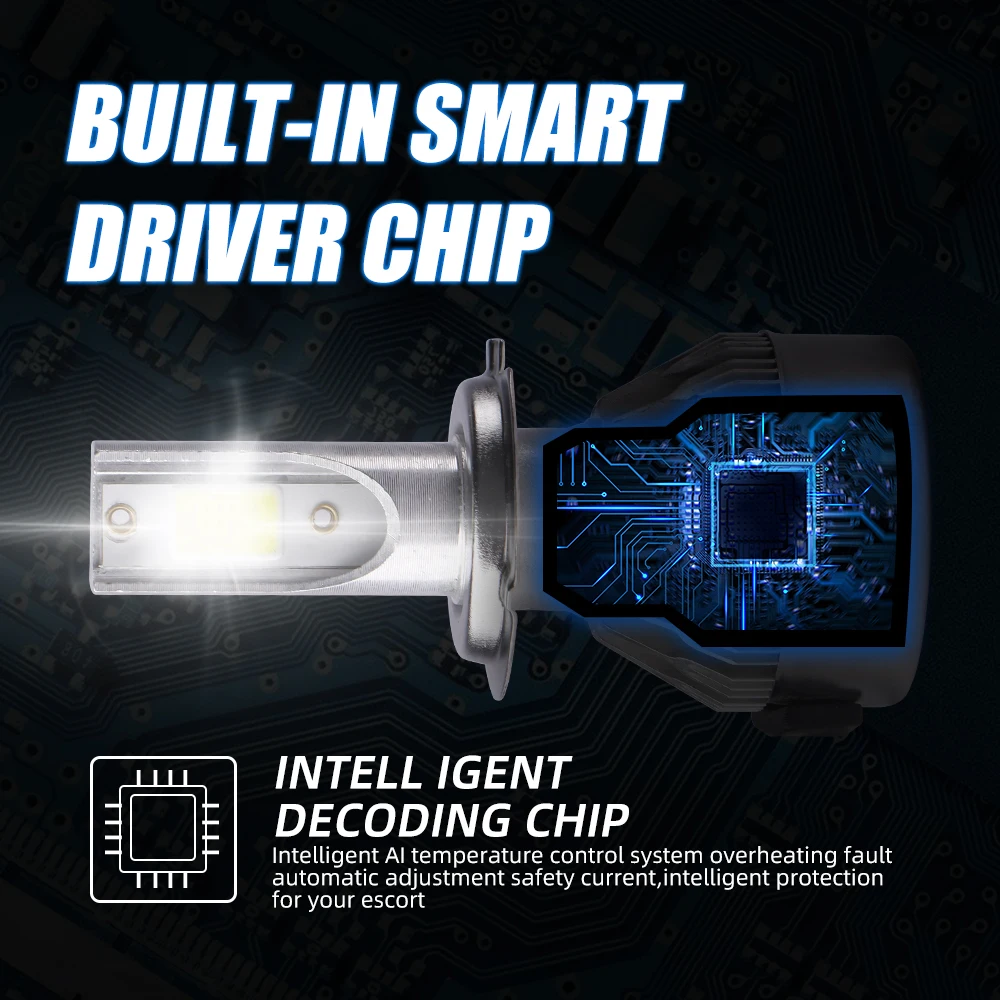 Low defective high power New Design waterproof 72W 7600LM Fanless 12V H4 H7 9005 9006 C6 china super bright LED Headlights