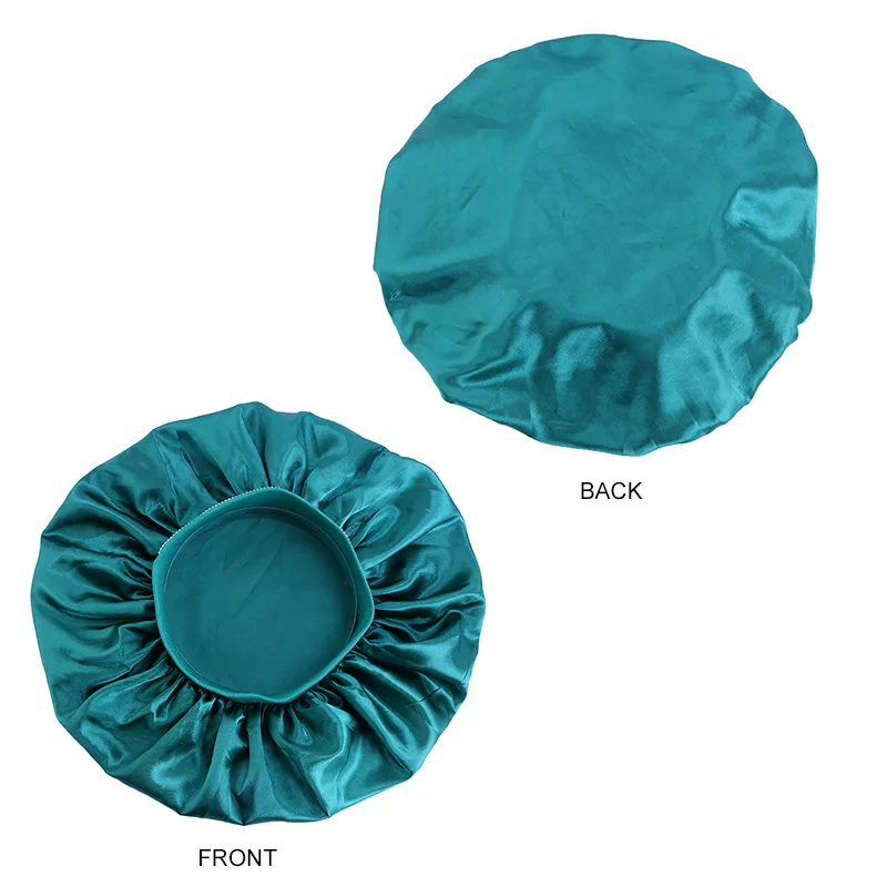 Shiny Rhinestone Satin Hair Bonnet Large Size Silky Bling Diamond Sleep Cap Elastic Wide Brim Jumbo Braid Night Hat