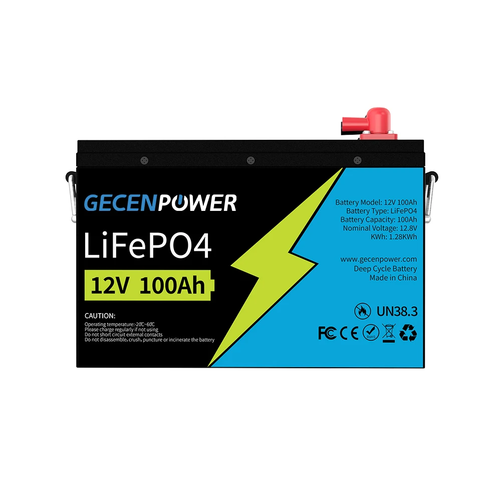Gecenpower 12v 100ah lithium ion deep cycle battery with bluetooth for rv marine solar system