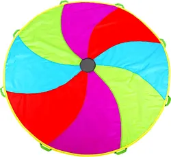 6 feet kids play Parachute Rainbow Parachute with 6 handles in rainbow pattern for indoor activity games and team work
