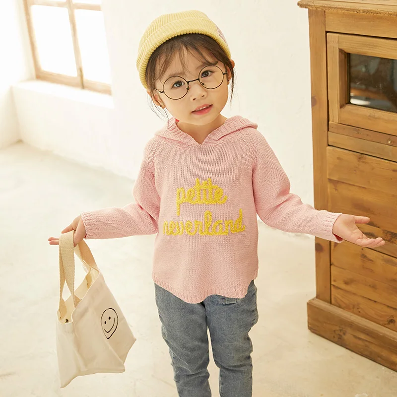 
100% cotton knits pullover cute custom embroidery baby girl boy sweater clothes for winter 