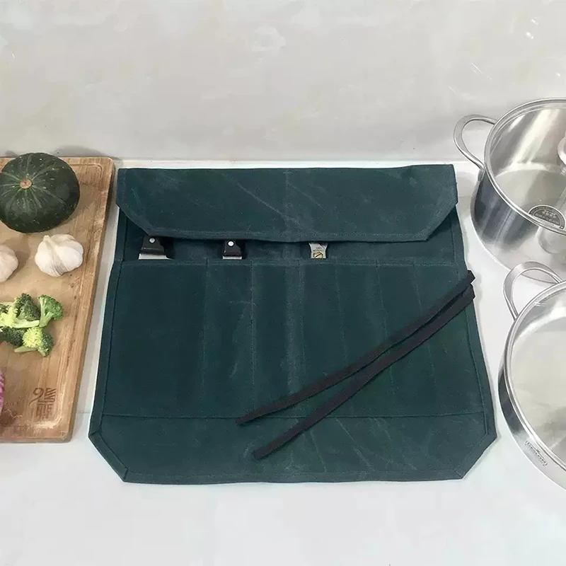 Hot Sale Knife Chef Set Work Safety Tool Bag Manufacturer Waxed Canvas Chef Knife Roll Bag