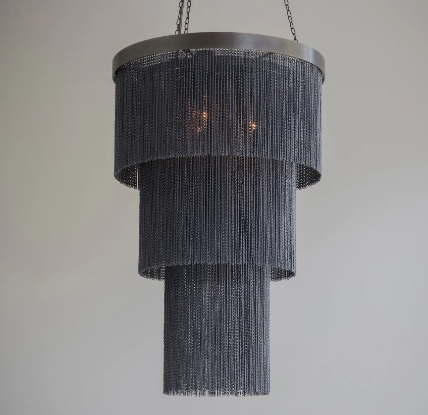 Retro Black Chandelier Aluminum Chain Chandelier 3 tier for living room