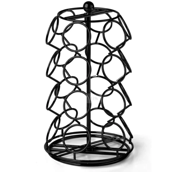 Modern Black Design Lazy Susan Platform Spins Revolving Coffee Capsule Holder Metal Coffee Pod Carousel Coffee Capsule Rack
