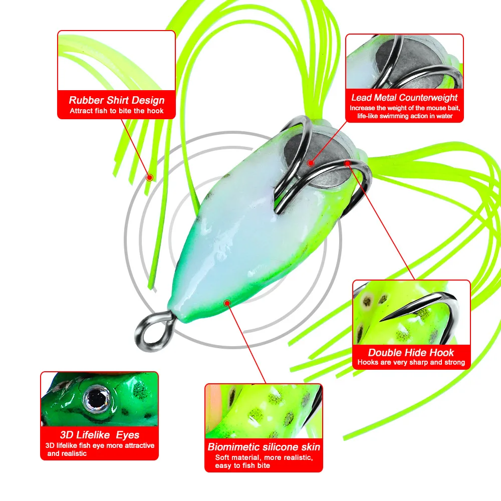 Frog Lure Ray Topwater Fishing Crankbait Lures Artificial Soft Bait 40MM 3.5G Soft Tube Bait For Bass