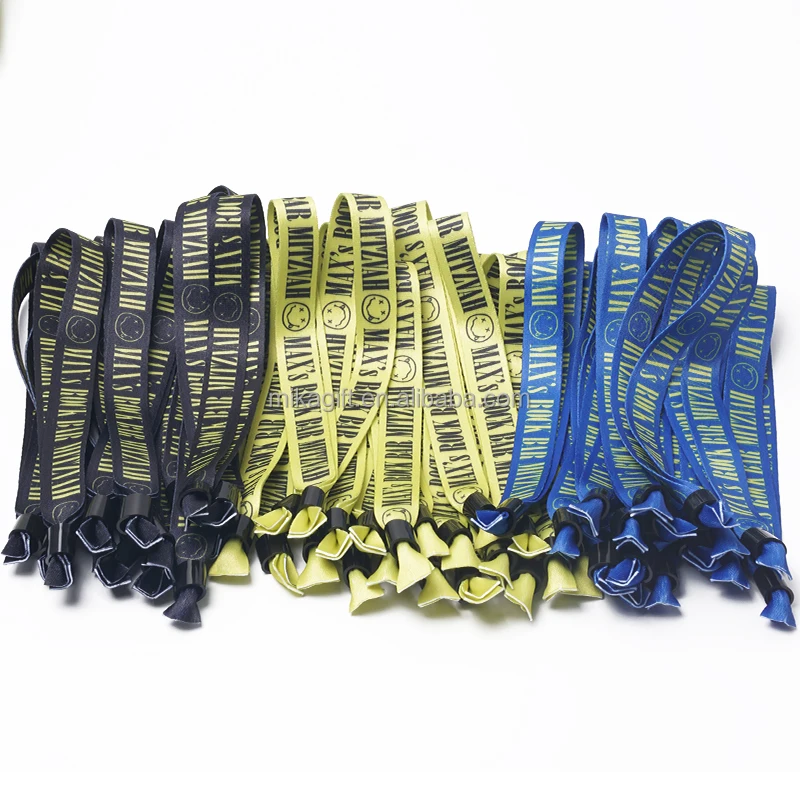 Polyester Printed Wristband Event Tickets Fabric Bracelets Custom Logo promotional wristbands sports wristband with custom logo