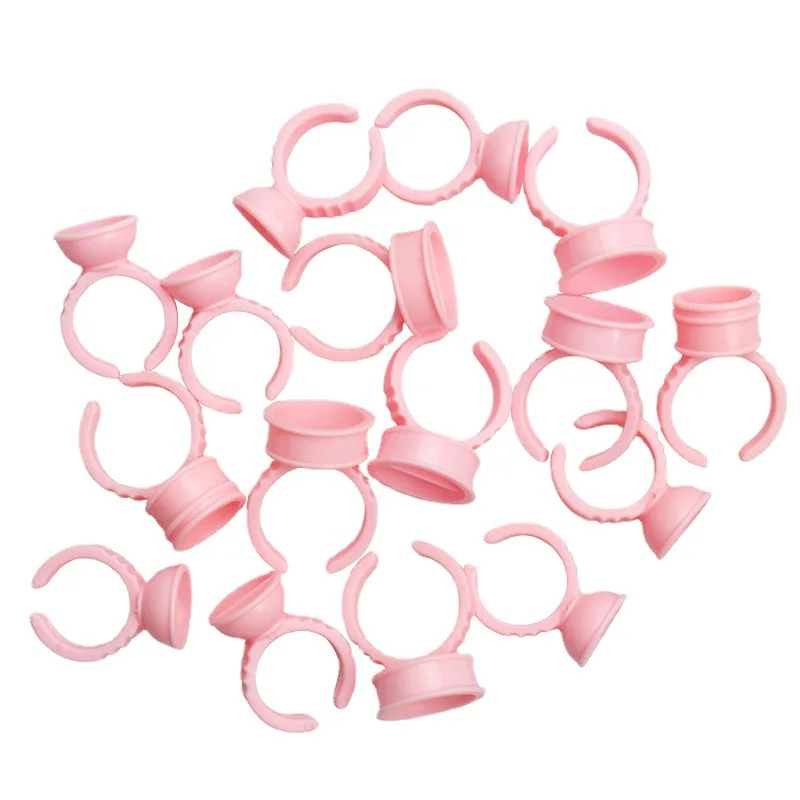OEM Bulk Plastic Glue Rings Container 100Pcs Package Pink  Plastic Cup Glue Ring for Art Body