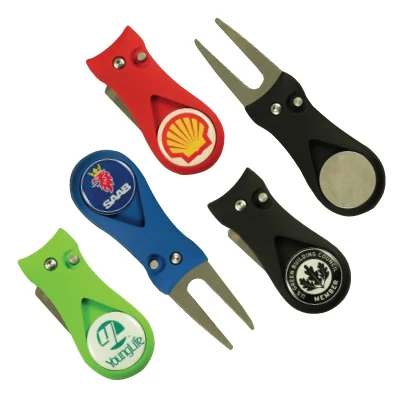 China wholesale ABS plastic retractable Switchblade divot tool with custom ball marker