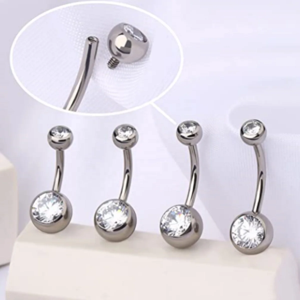 Gaby ASTM F136 Titanium belly rings internal thread G23 Titanium long bar belly piercing wholesale navel ring piercing Jewelry