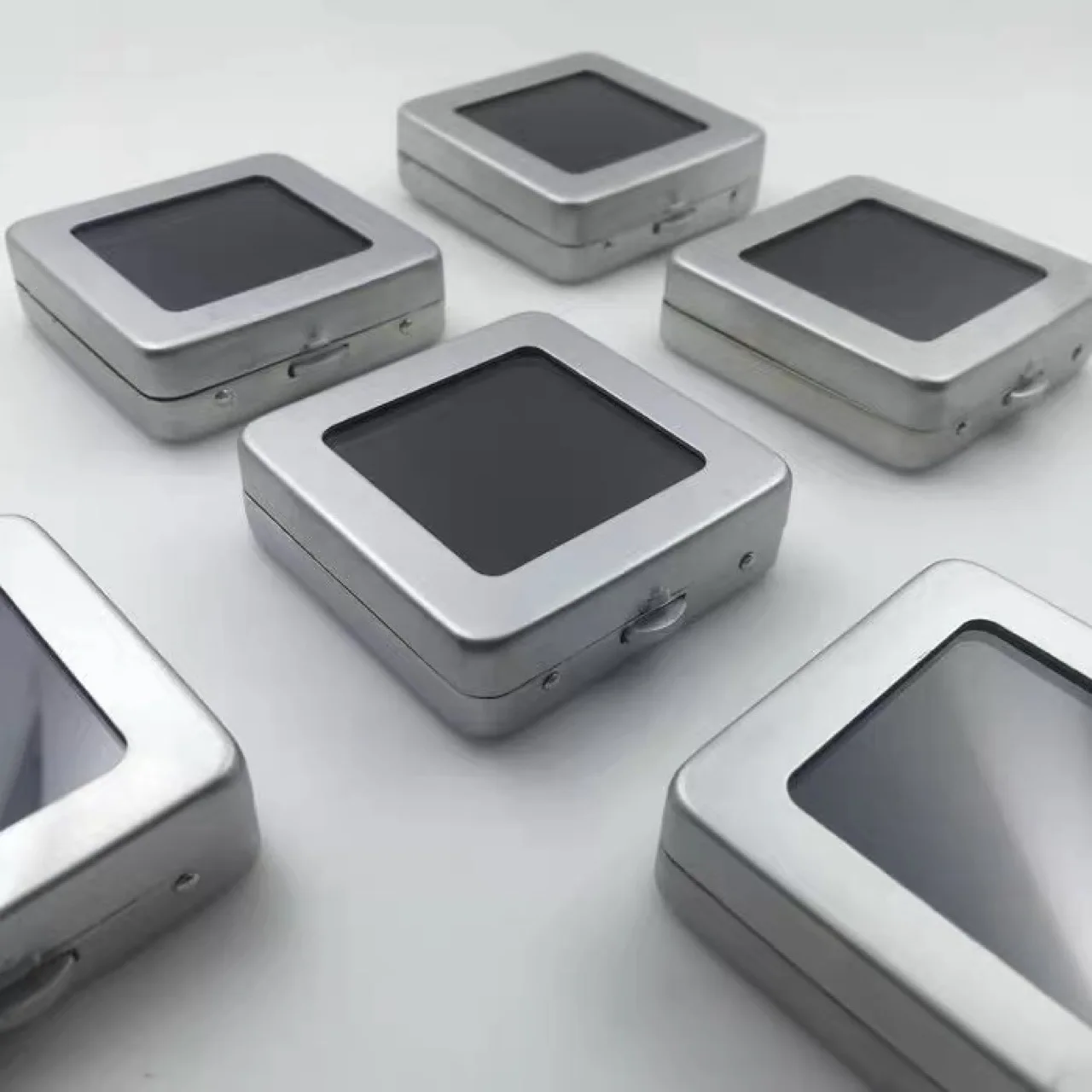 Wholesale metal bare diamond small square box stainless steel gem bare stone storage box Portable counter display box