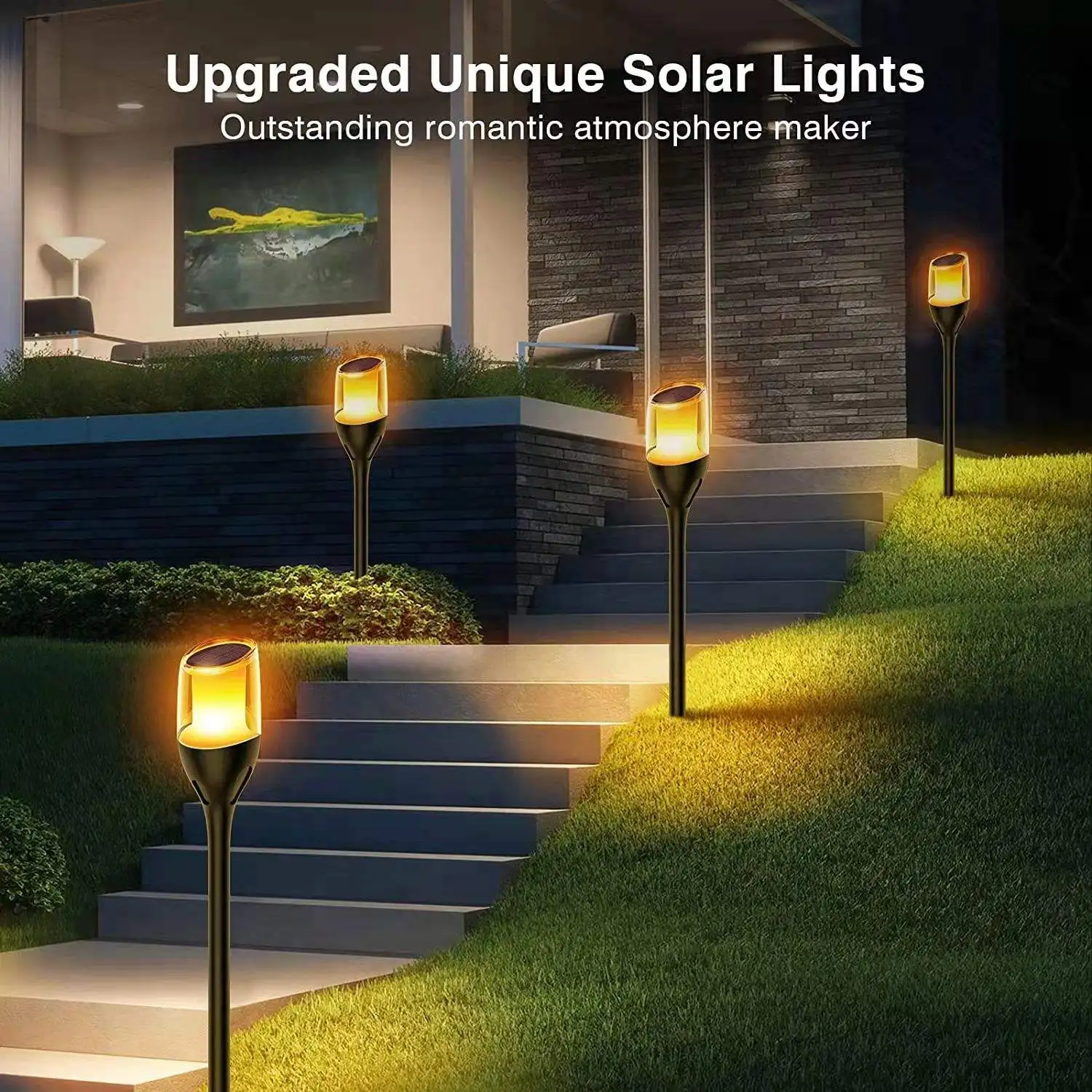 New trend IP65 Waterproof Garden Solar Flame Flickering Light for patio decorative Landscape lawn light