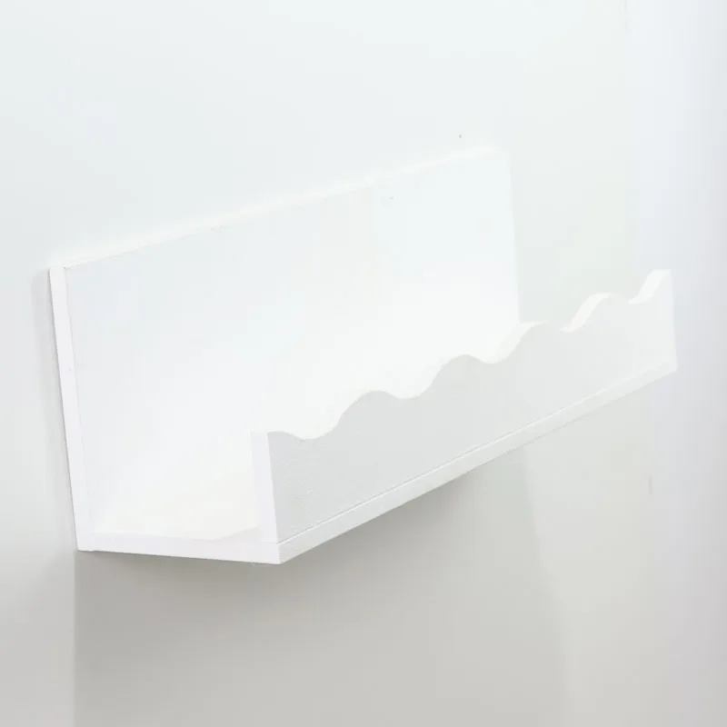Customized Wood Wall Mounted Organizer Scalloped Nursery Wood Floating Shelf