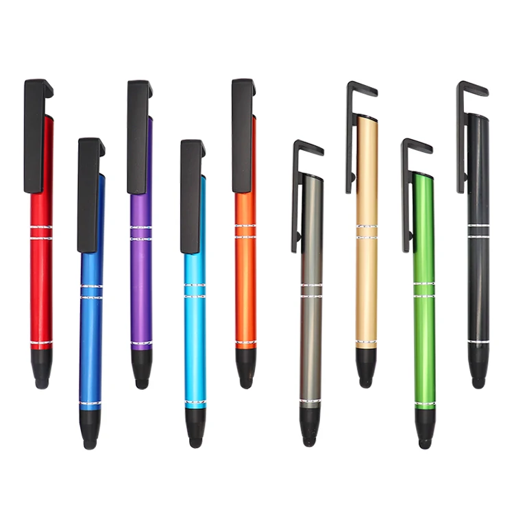 3 in 1 Unique and special design custom touch screen metal pen with pen stand and screen clearer