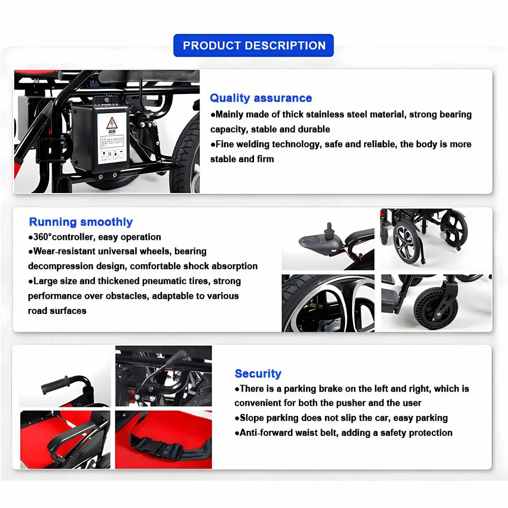 New Trending Lightweight Big Wheels Electric Wheelchair Disabled Motorized Folding Power Electric Wheelchair With Backrest