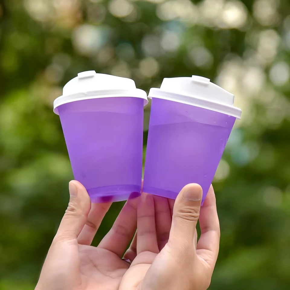 330ml 12oz High Quality Bubble Cup Custom logo Printed Plastic Coffee Cups Iml Label Molding Injectionmilktea Cups with Lids