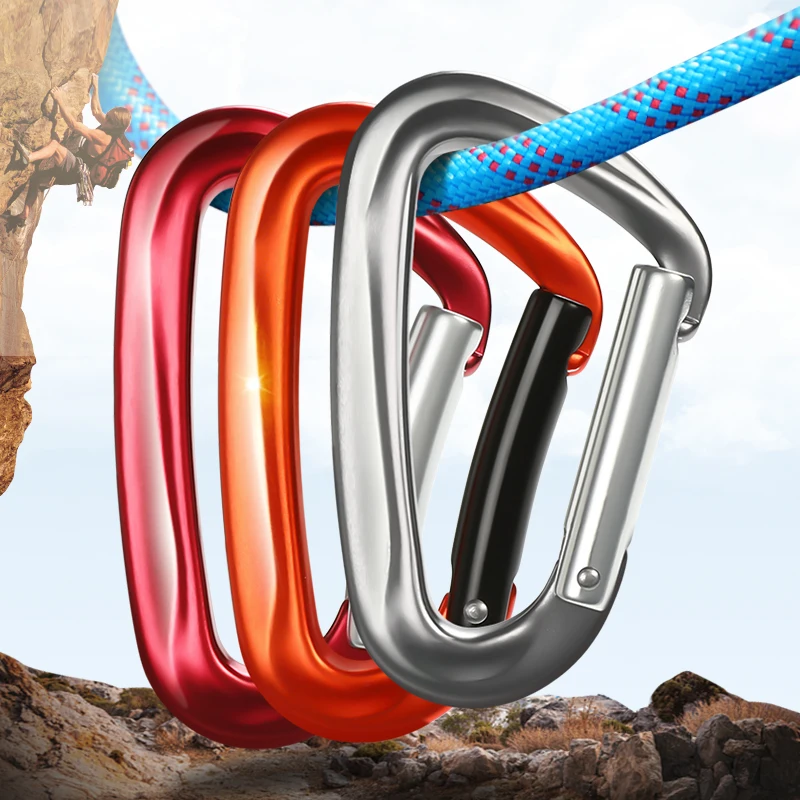 Aluminium Alloy Mountaineering Buckle D-shaped Spring Hook Climbing Fast Hanging Hammock Buckle Safety Hooks