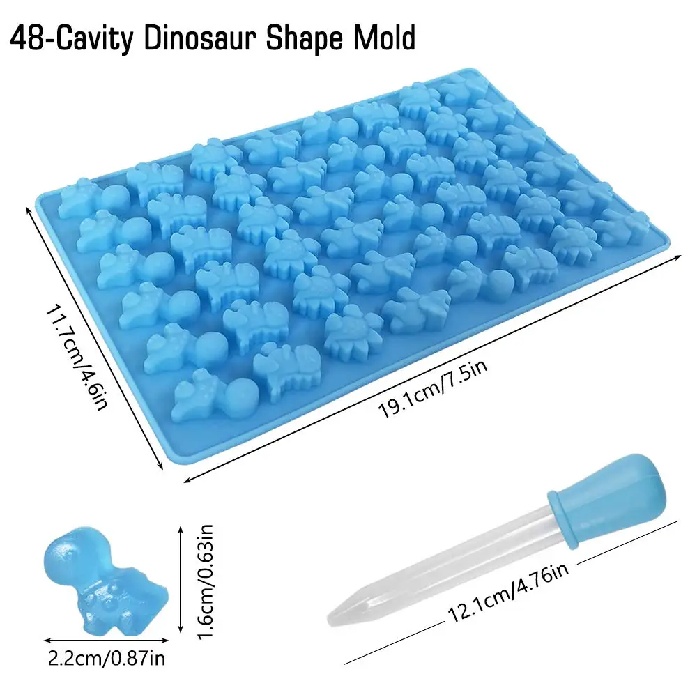 Stocks Promotion 48 Cavity Mini Dinosaur Silicone Candy Molds/Dragon Gummy Bear Mold, Non-Stick Gummie Chocolate Gelatin Tray