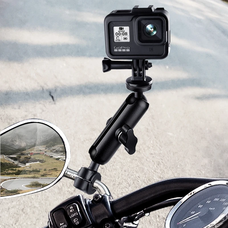Hot Selling Motorcycle Bike Camera Holder Handlebar Mirror Mount Bracket 1/4 Metal Stand for Go-Pro/So-ny/CONTOUR/SLR Camera