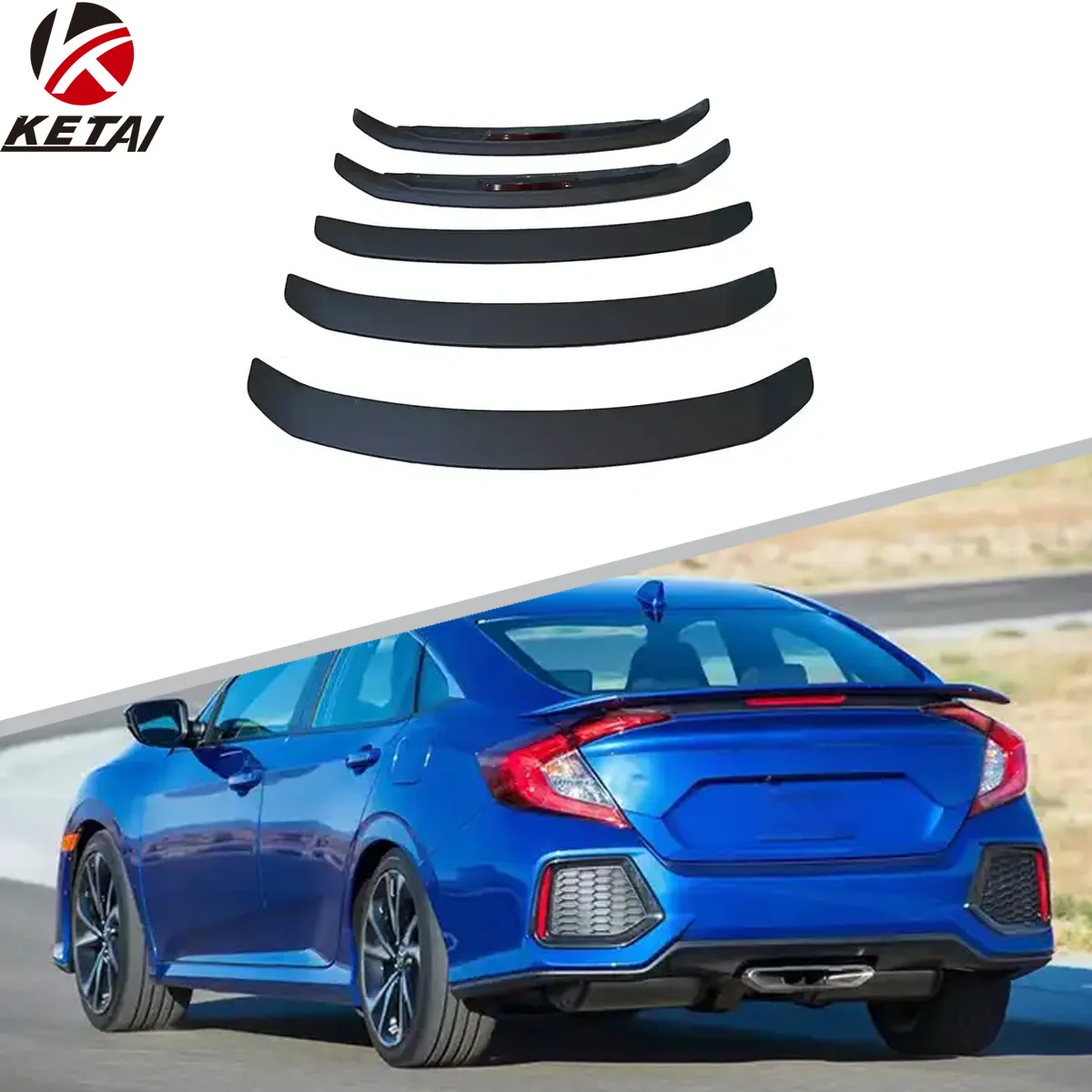 2016 стиль SI спойлер из АБС-пластика с стоп-сигналом для HONDA CIVIC 2016-2022