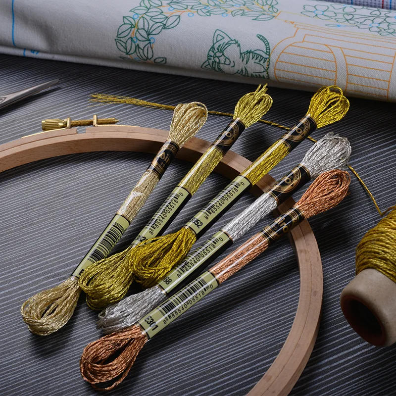 Hot Selling Long Label Cross Stitch Thread Handmade Gold Embroidery Can Be Customized