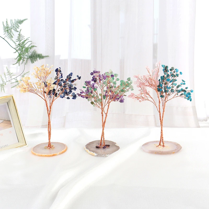 Wholesale Natural Healing Stones Quartz Tree Fengshui Hand Made Lucky Crystal Tree For Decoration