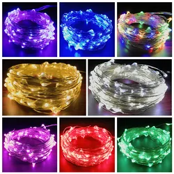 Waterproof led solar Copper Wire christmas tree lights string High Quality  Holiday Lighting Christmas outdoor Decoration