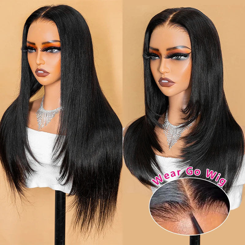Inner Buckle Cute Straight Lace Front Wigs Human Hair Perruque Layered Lace Wig Easy to Wear Go Glueless Wig For Black Women