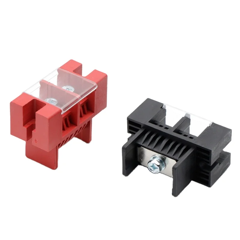 DC terminal Feed Through Type Barrier Terminal Block For UPS Battery 2 Circuts Pitch 27mm Red Black 200A