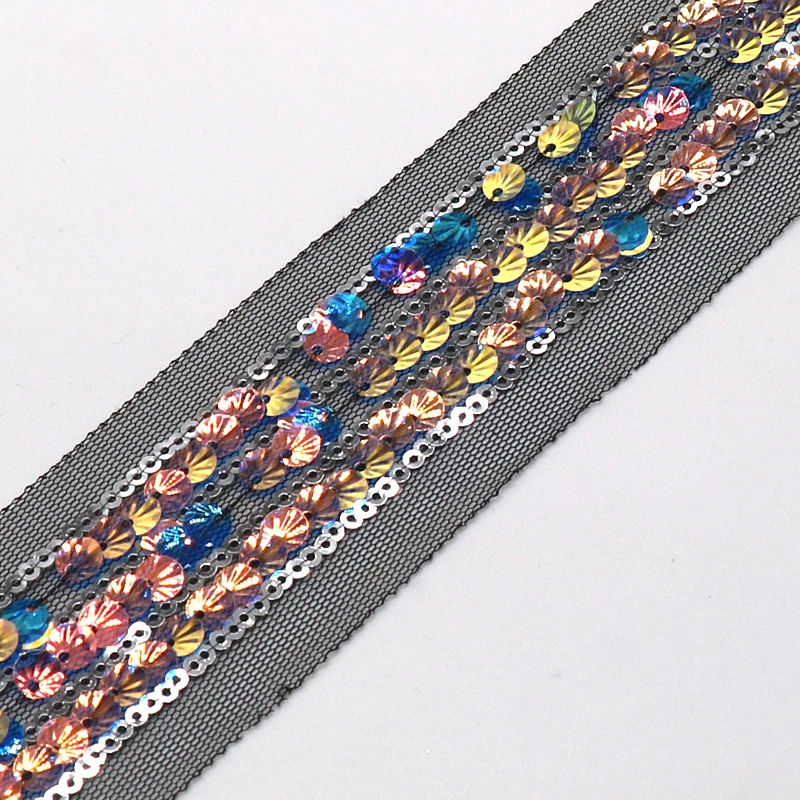 
Handmade chromatic sequins tulle lace for clothing 