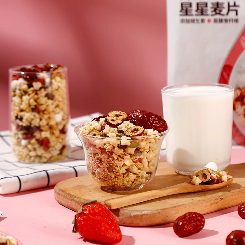 350g wholesale crunchy granola muesli baked breakfast cereal with red dates and medlar  manufacture for snack