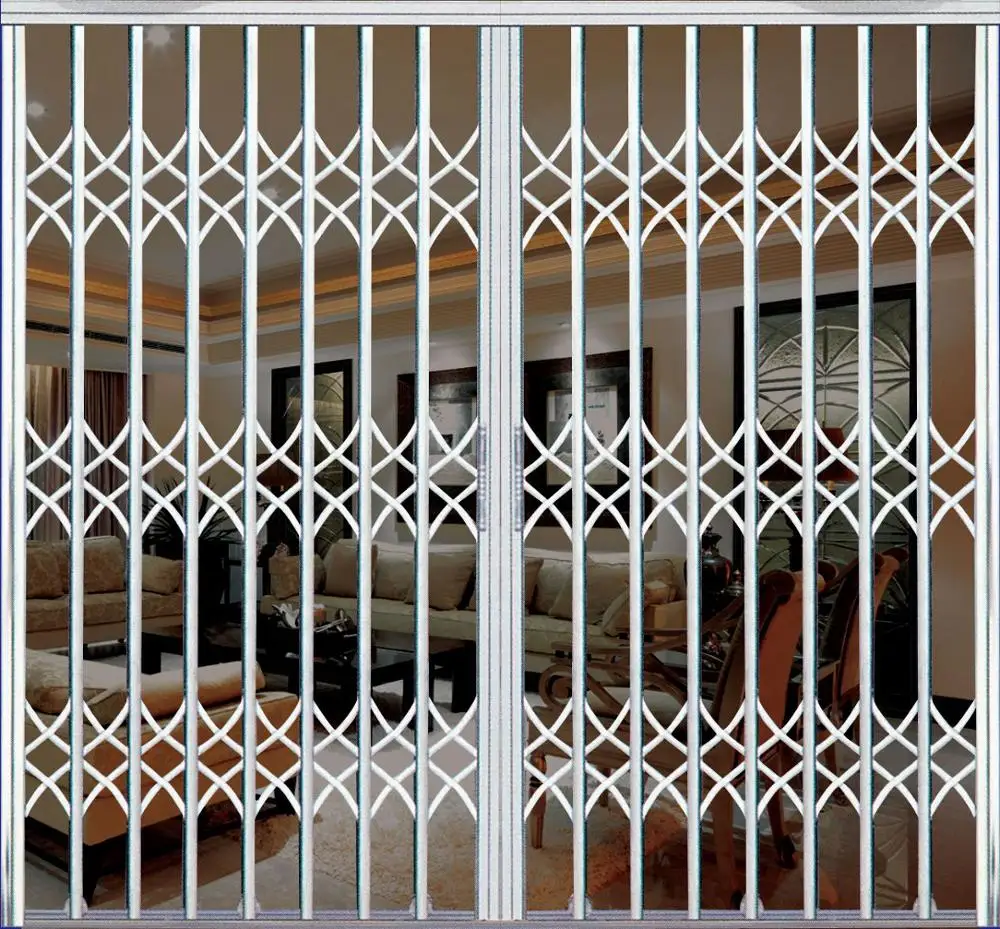 Modern  Retractable Stainless Steel Pull Gates Steel Color Door