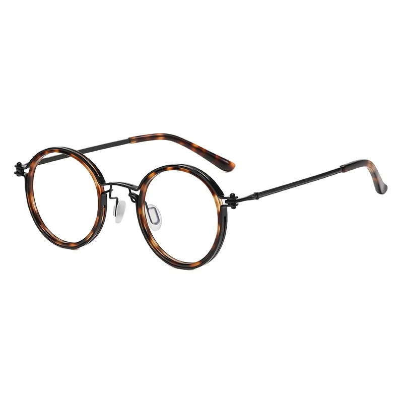 Retro Fashion Glasses Frame Male Round Frame Metal Anti Blue Light Flat Lens Wholesale Price Good Quality